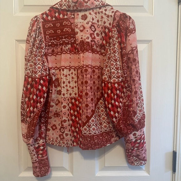 Patchwork Red Blouse - Picture 6 of 7